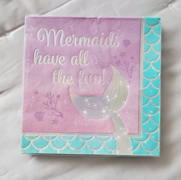 Mermaid- Ocean 2×16 Count Holographic Party Napkins 3 ply + Balloons - Picture 5 of 6